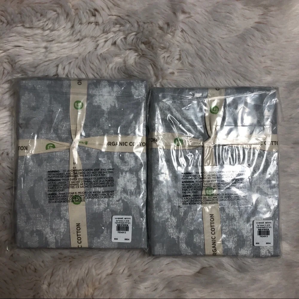 West Elm Grey Scroll Arabesque Organic King Shams
